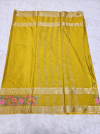 Mango Yellow Fancy Saree With Copper Zari & Mango Yellow Pallu Design