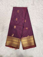 Parrot Purple Semi Kaanchi Saree with Copper Zari & Parrot Purple Pallu Design