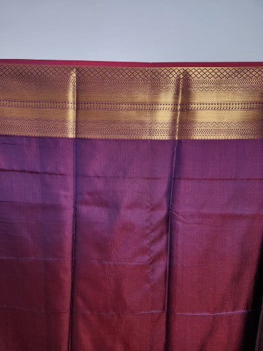 Parrot Purple Semi Kaanchi Saree with Copper Zari & Parrot Purple Pallu Design