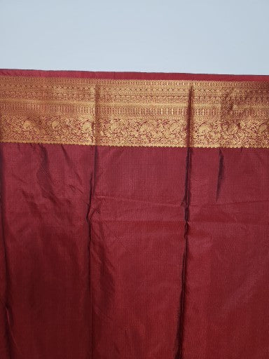 Brown Semi Kaanchi Saree with Copper Zari & Brown Pallu Design