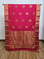Raani Pink Semi Kaanchi Saree with Gold Zari & Small Butta Design