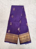 Dark Purple Semi Kaanchi Saree with Copper Zari & Small Butta Design