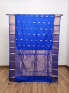 Royal Blue Semi Kaanchi Saree with Copper Zari & Small Butta Design