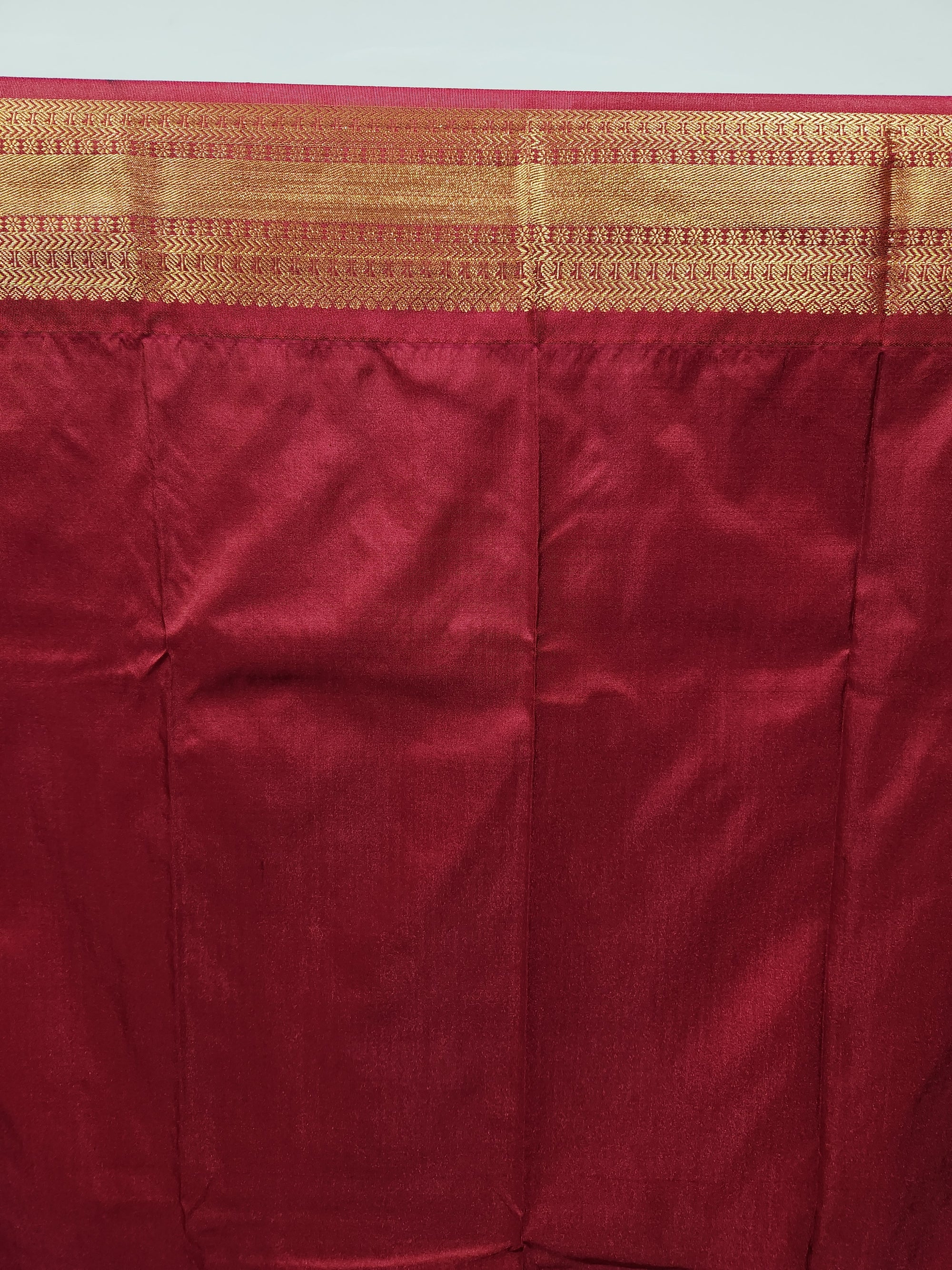 Purple Semi Kanchi Saree with Gold Zari Checks & Maroon Pallu