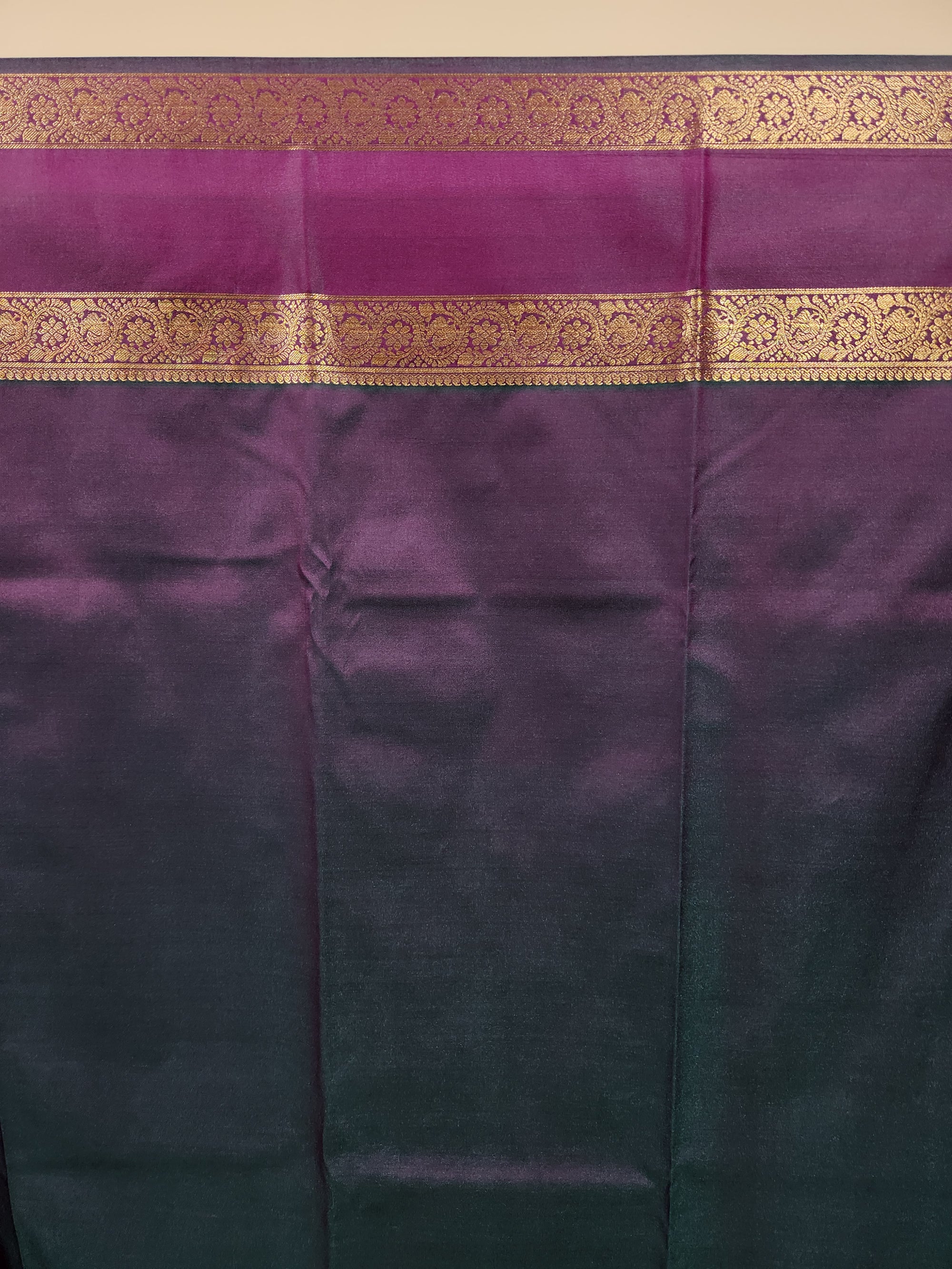 Wine Purple Semi Kanchi Saree with Silver Zari & Dual tone Purple Pallu