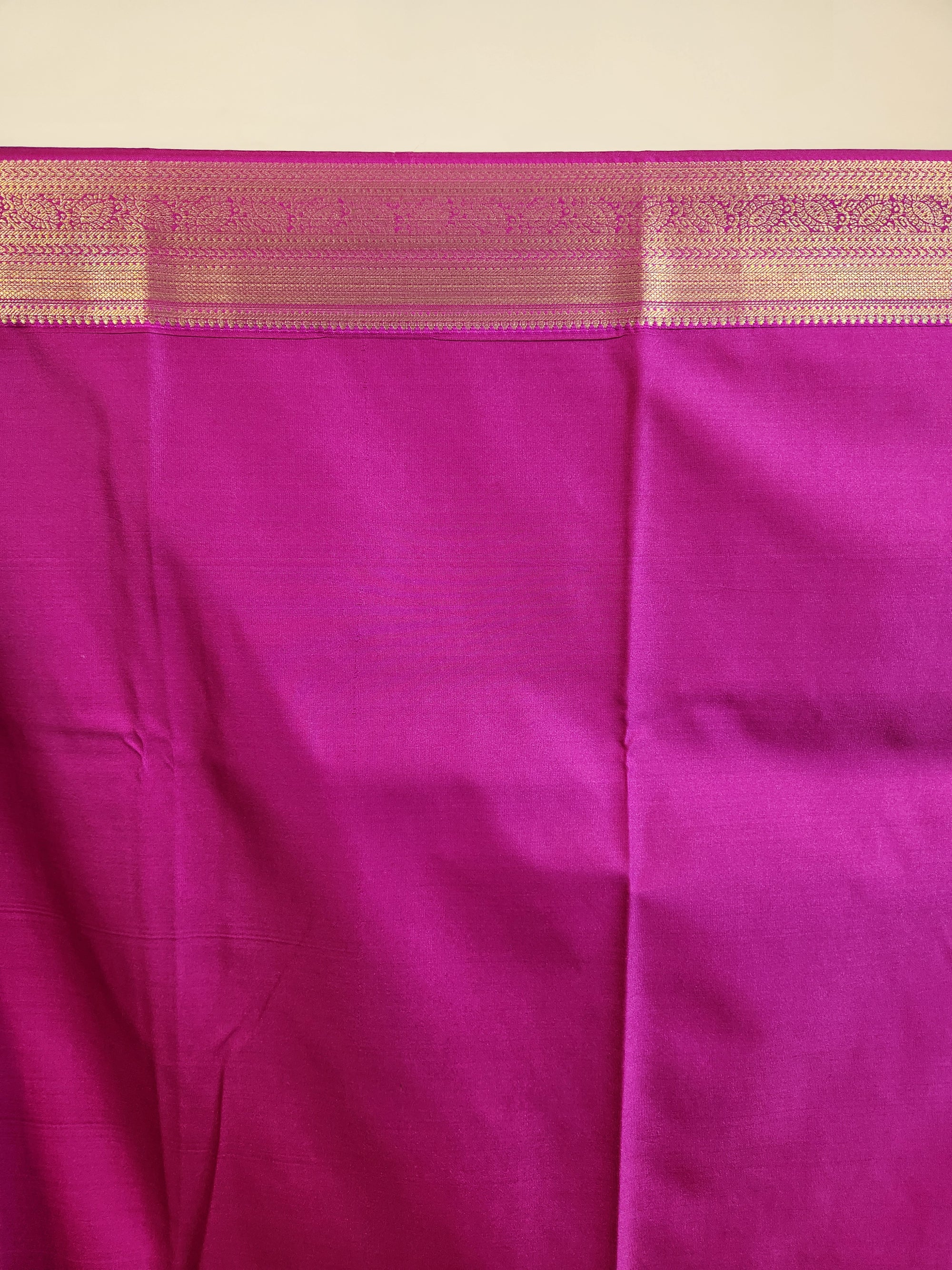 Violet Semi Kanchi Saree with Gold Zari & Long Border
