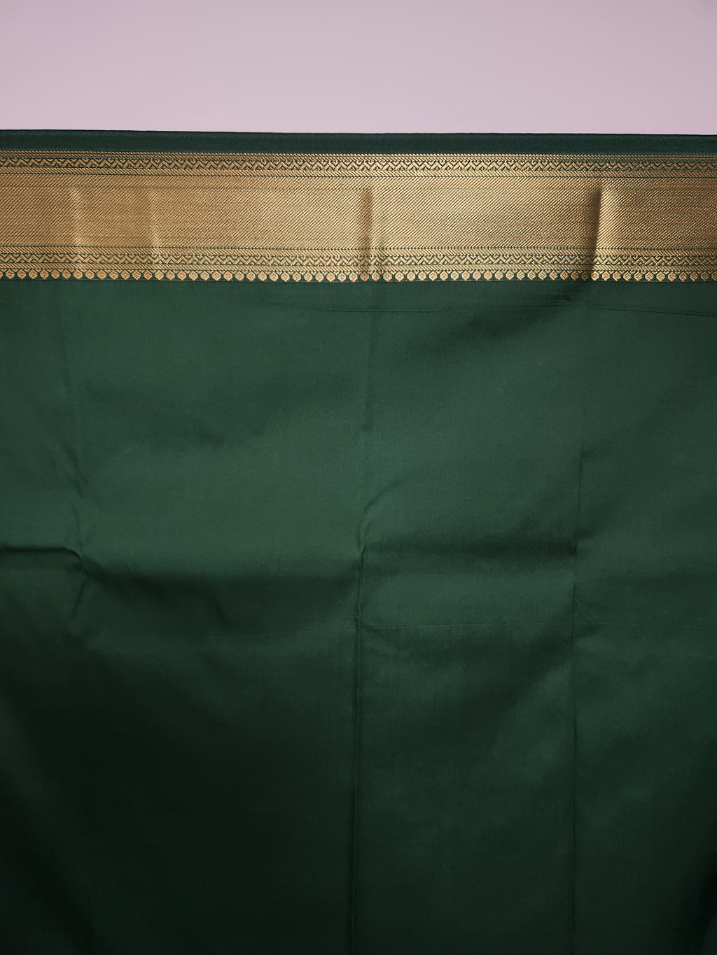 Marigold Yellow Semi Kanchi Saree with Gold Zari & Dark Green Pallu