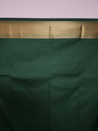 Marigold Yellow Semi Kanchi Saree with Gold Zari & Dark Green Pallu