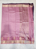 Baby Pink Fancy Saree With Silver Zari & Checks Design