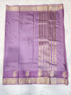 Lilac Fancy Saree With Silver Zari & Checks Design