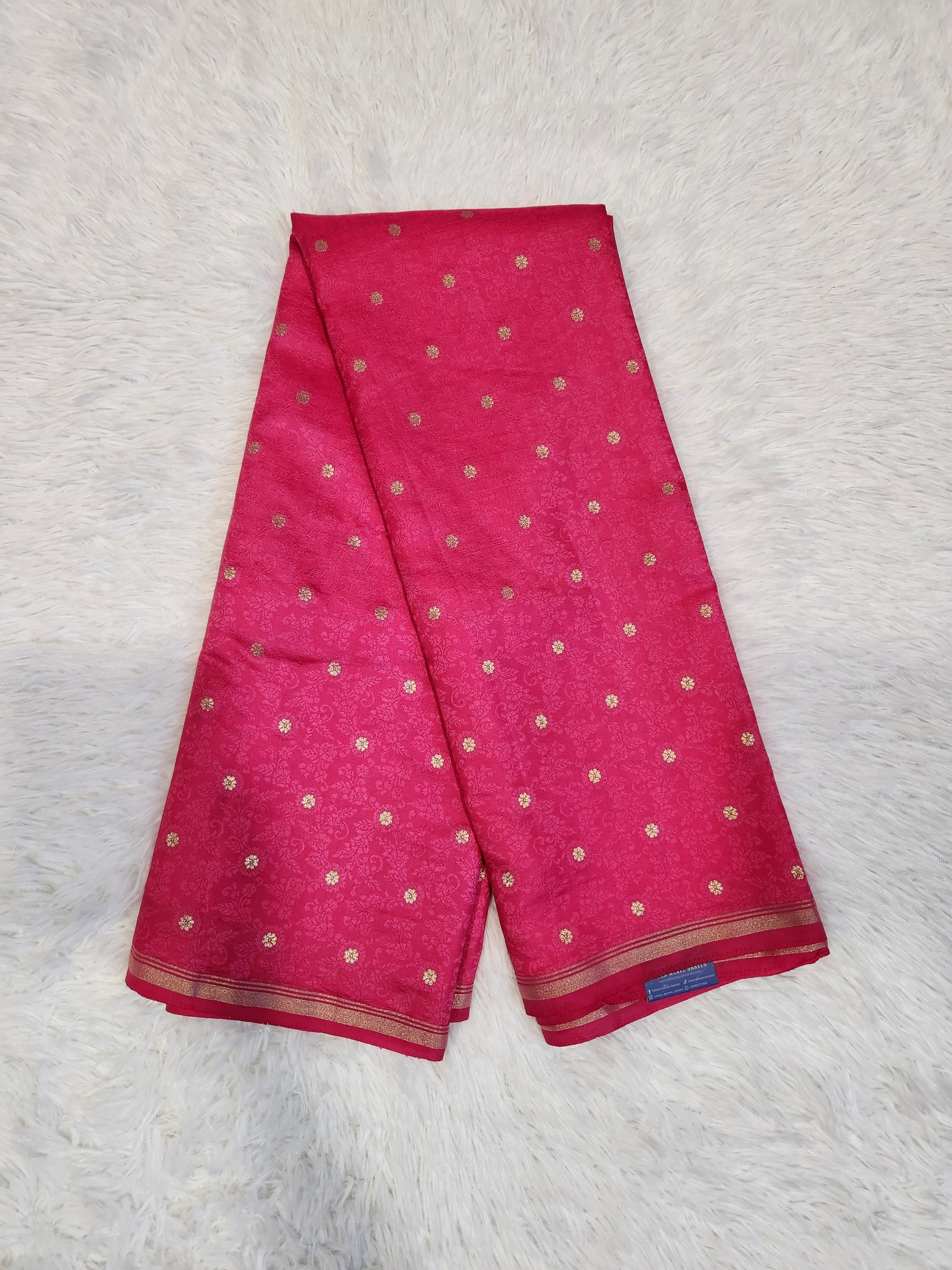 Pink Fancy Saree With Copper Zari & Small Butta Design