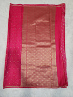 Pink Fancy Saree With Copper Zari & Small Butta Design