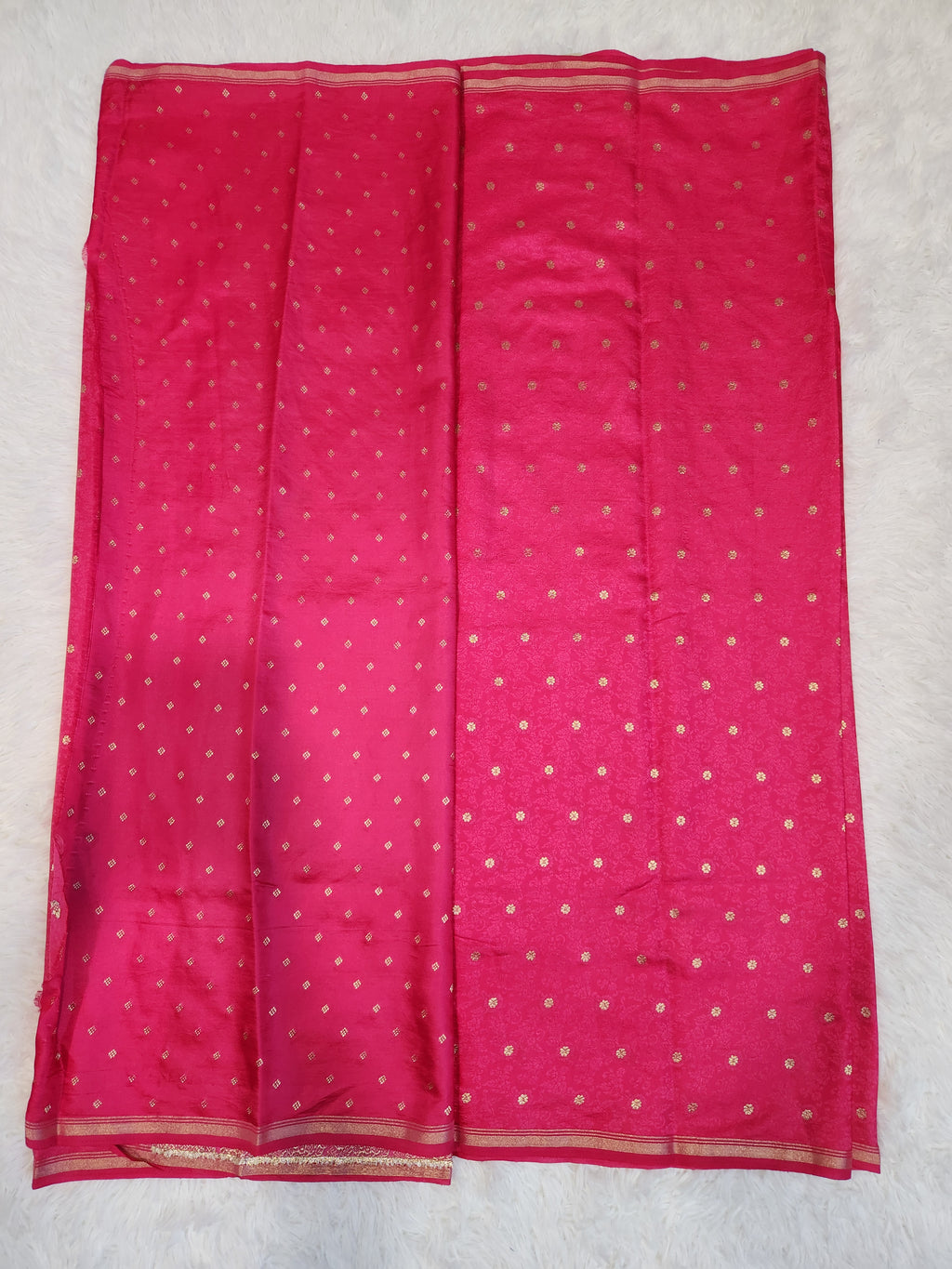 Pink Fancy Saree With Copper Zari & Small Butta Design