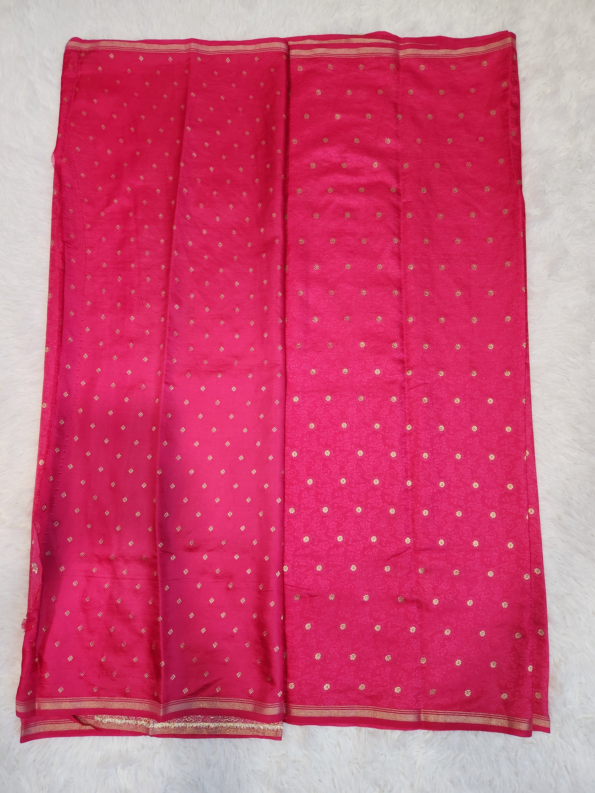 Pink Fancy Saree With Copper Zari & Small Butta Design