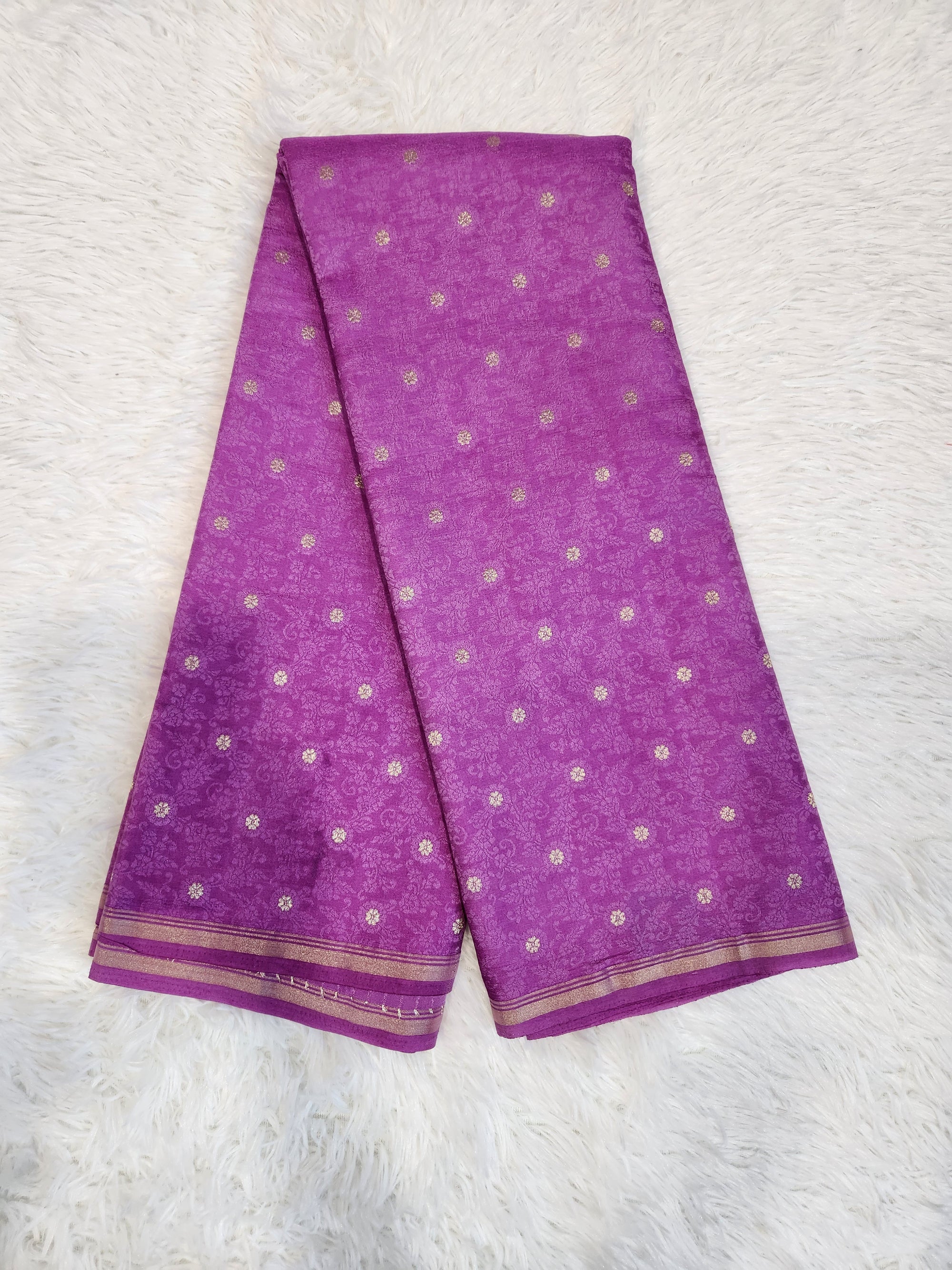 Lilac Fancy Saree With Copper Zari & Small Butta Design