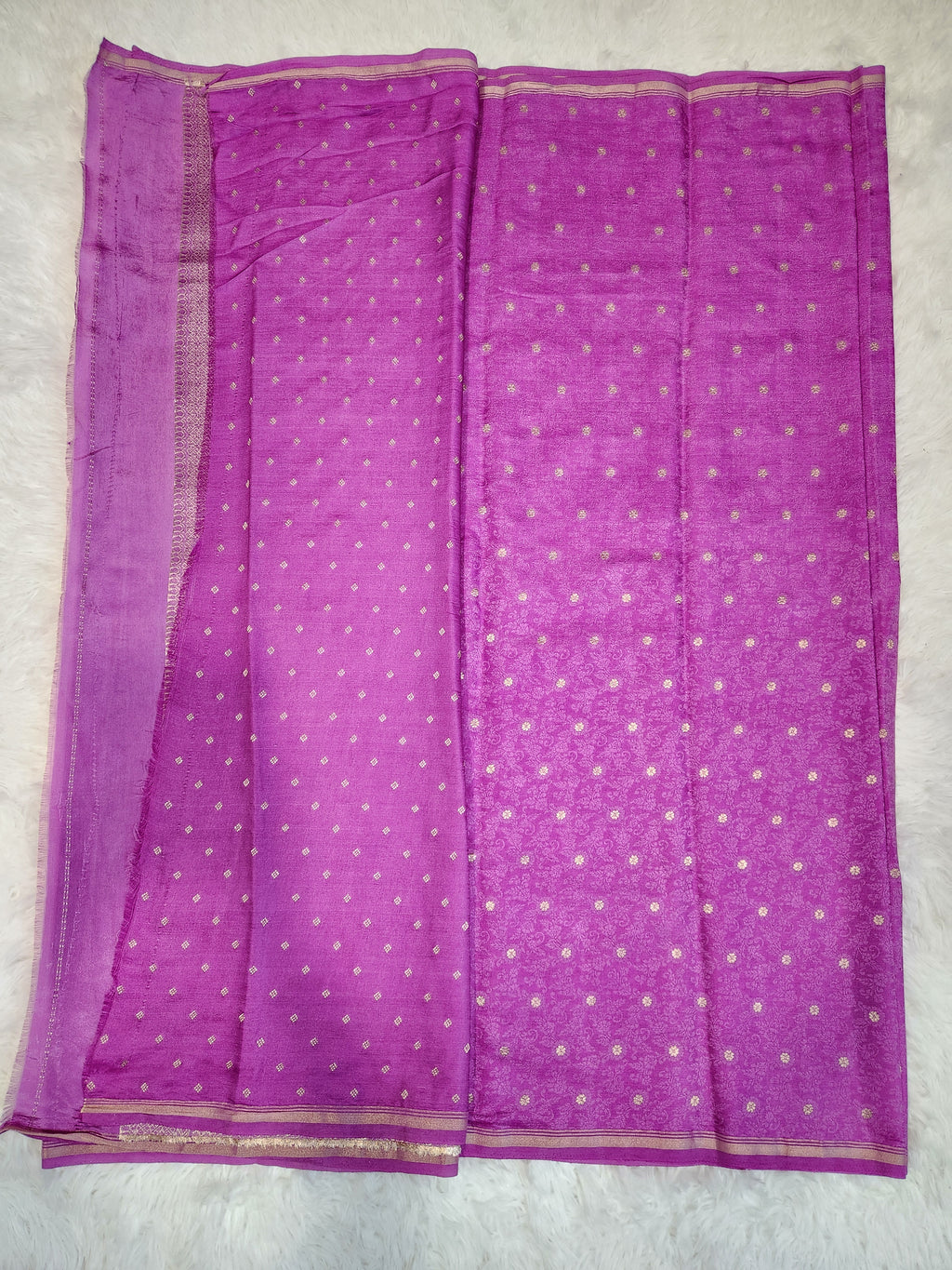 Lilac Fancy Saree With Copper Zari & Small Butta Design