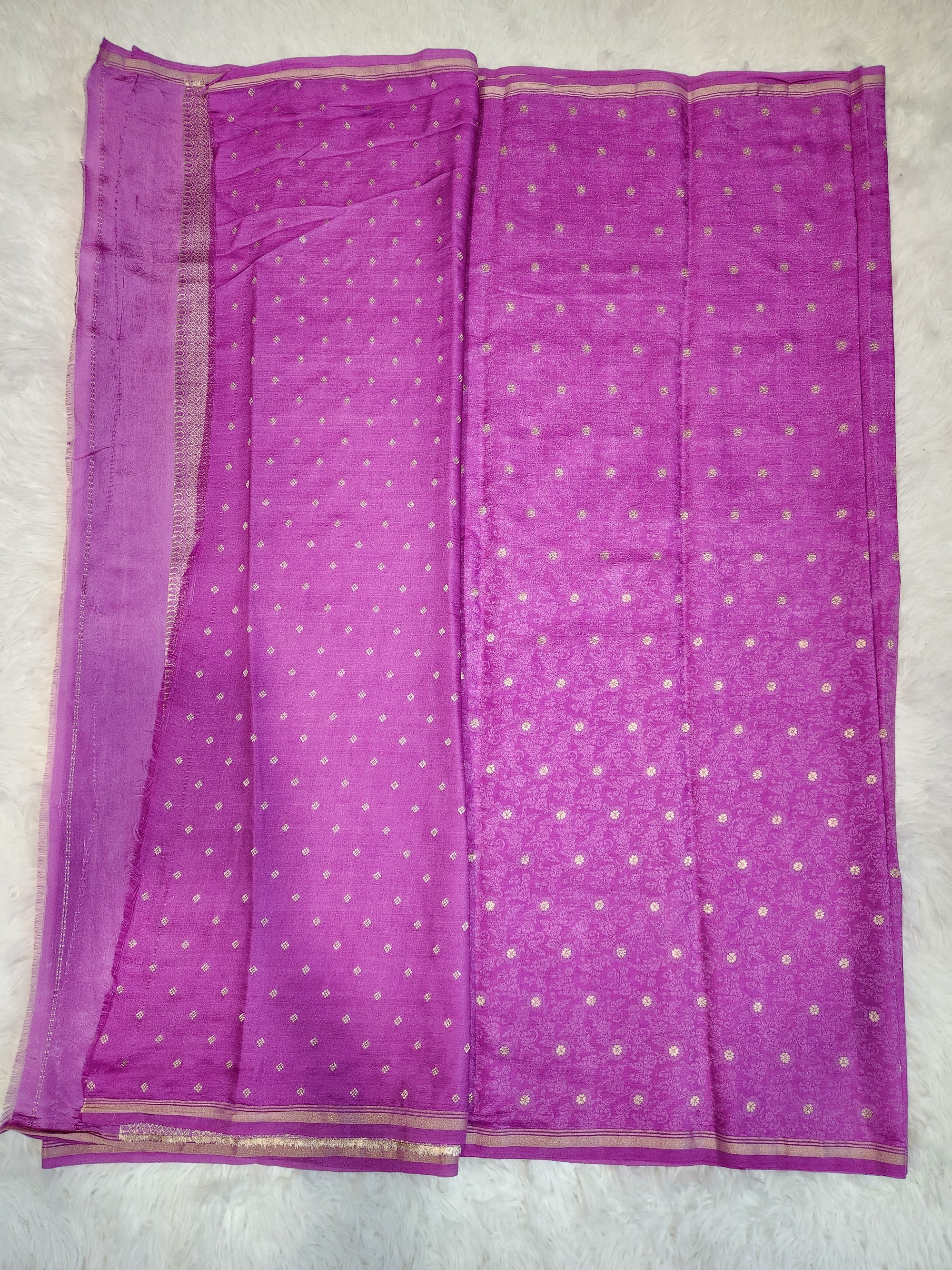 Lilac Fancy Saree With Copper Zari & Small Butta Design