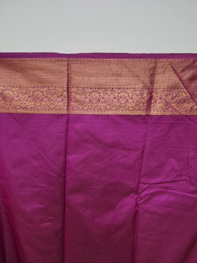 Dark Purple Semi Kaanchi Saree with Copper Zari & Small Butta Design
