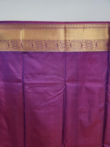 Parrot Purple Semi Kaanchi Saree with Copper Zari & Small Butta Design