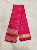 Pink Semi Kanchi Saree with Gold Zari & Gap Border