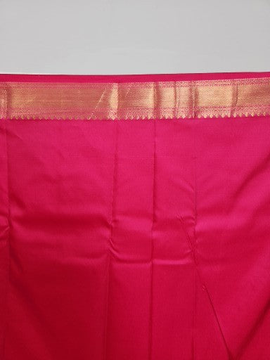 Pink Semi Kanchi Saree with Gold Zari & Gap Border