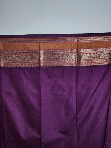 Mango Yellow Semi Kaanchi Saree with Copper Zari & Small Butta Design