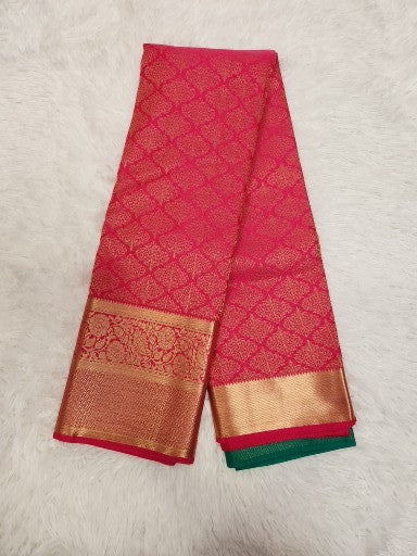 Raani Pink Semi Kaanchi Saree with Gold Zari & Small Butta Design