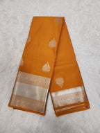 Sandal Yellow Semi Kaanchi Saree with Sliver Zari & Small Butta Design