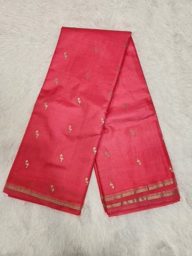 Peach Soft Silk Saree with Copper Zari & Peach Pallu Design
