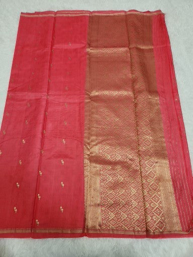 Peach Soft Silk Saree with Copper Zari & Peach Pallu Design