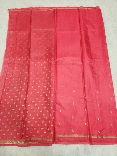 Peach Soft Silk Saree with Copper Zari & Peach Pallu Design