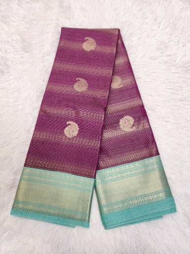 Purple Semi Kanchi Saree with Gold Zari & Mango Butta Design