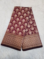 Wine Tissue Saree with Copper Zari & Full Kodi Flower Butta Design
