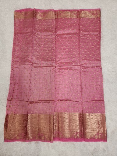 Baby Pink Fancy Saree With Copper Zari & Baby Pink Pallu