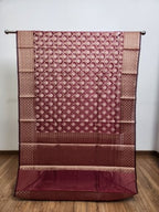 Wine Tissue Saree with Copper Zari & Full Kodi Flower Butta Design