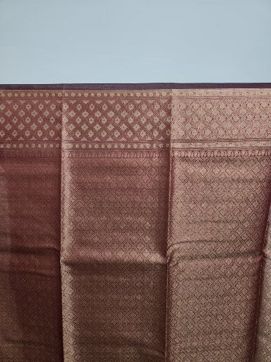 Wine Tissue Saree with Copper Zari & Full Kodi Flower Butta Design