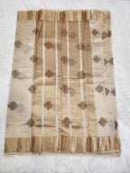 Cream Fancy Saree With Copper Zari & Cream Pallu Design