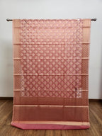 Light Pink Tissue Saree with Copper Zari & Full Kodi Flower Butta Design