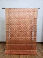 Light Orange  Tissue Saree with Copper Zari & Full Kodi Flower Butta Design