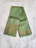 Green Fancy Saree With Copper Zari & Green Pallu Design