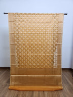 Light Yellow Tissue Saree with Copper Zari & Full Kodi Flower Butta Design