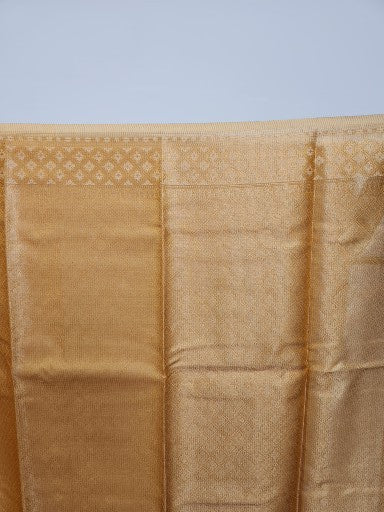 Light Yellow Tissue Saree with Copper Zari & Full Kodi Flower Butta Design