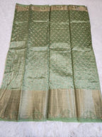 Green Fancy Saree With Copper Zari & Green Pallu Design