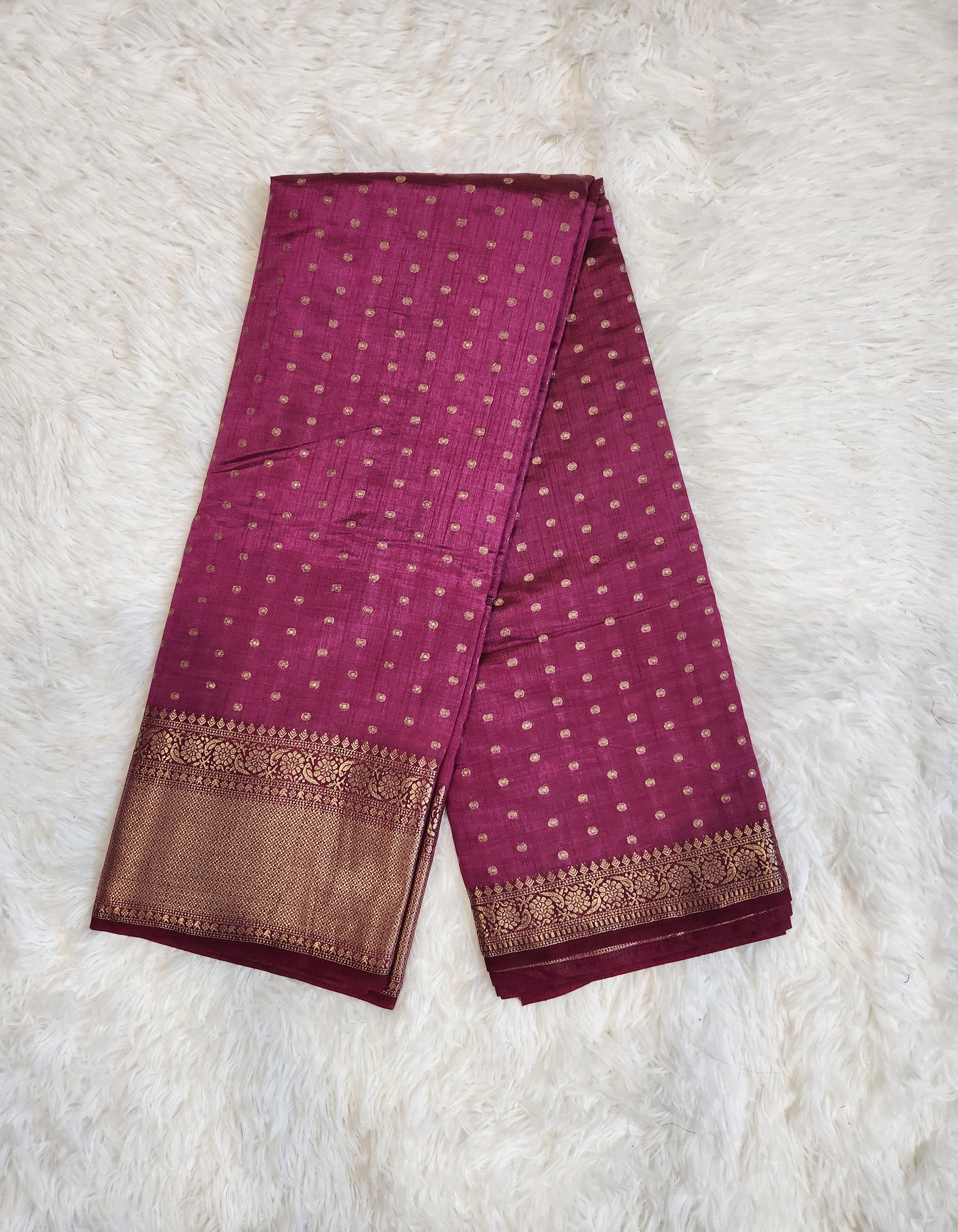 Dark Wine Fancy Saree With Copper Zari & Dark Wine Pallu Design