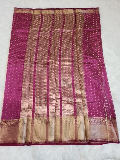 Dark Wine Fancy Saree With Copper Zari & Dark Wine Pallu Design