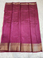 Dark Wine Fancy Saree With Copper Zari & Dark Wine Pallu Design
