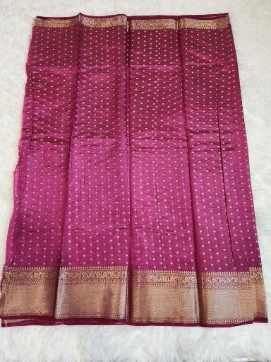 Dark Wine Fancy Saree With Copper Zari & Dark Wine Pallu Design