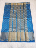 Blue Fancy Saree With Copper Zari & Blue Pallu