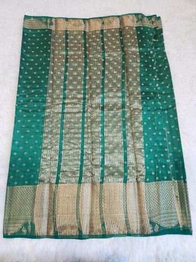 Dark Green Fancy Saree With Copper Zari & Dark Green Pallu