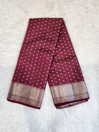 Dark Brown Fancy Saree With Copper Zari & Dark Brown Pallu Design